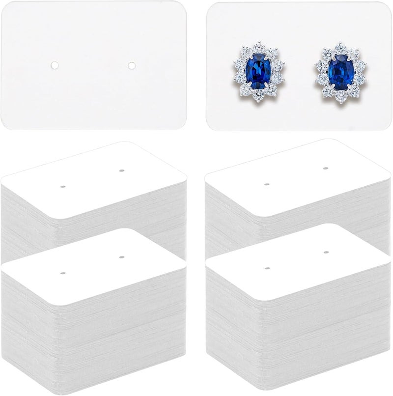 fuceury Earring Card Holder - 300 PCS Earring Display Holder Cards, 1.1"x1.6" Blank Paper Cards with 2 Holes, Earring Display Cards for Selling Earrings Necklace Jewelry DIY Crafts (White) - Image 1